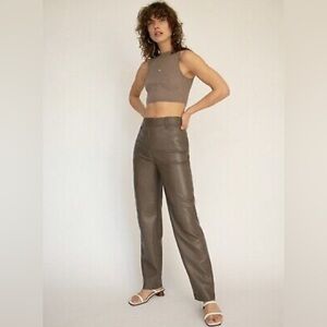 Aritzia Wilfred Funk Pant High-waisted vegan leather pants Size 00 Shitaki